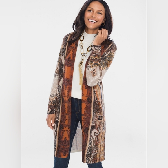 Chico's Tops - Chico's Regal Paisley Cardigan Open Front Duster Chico's Size 0